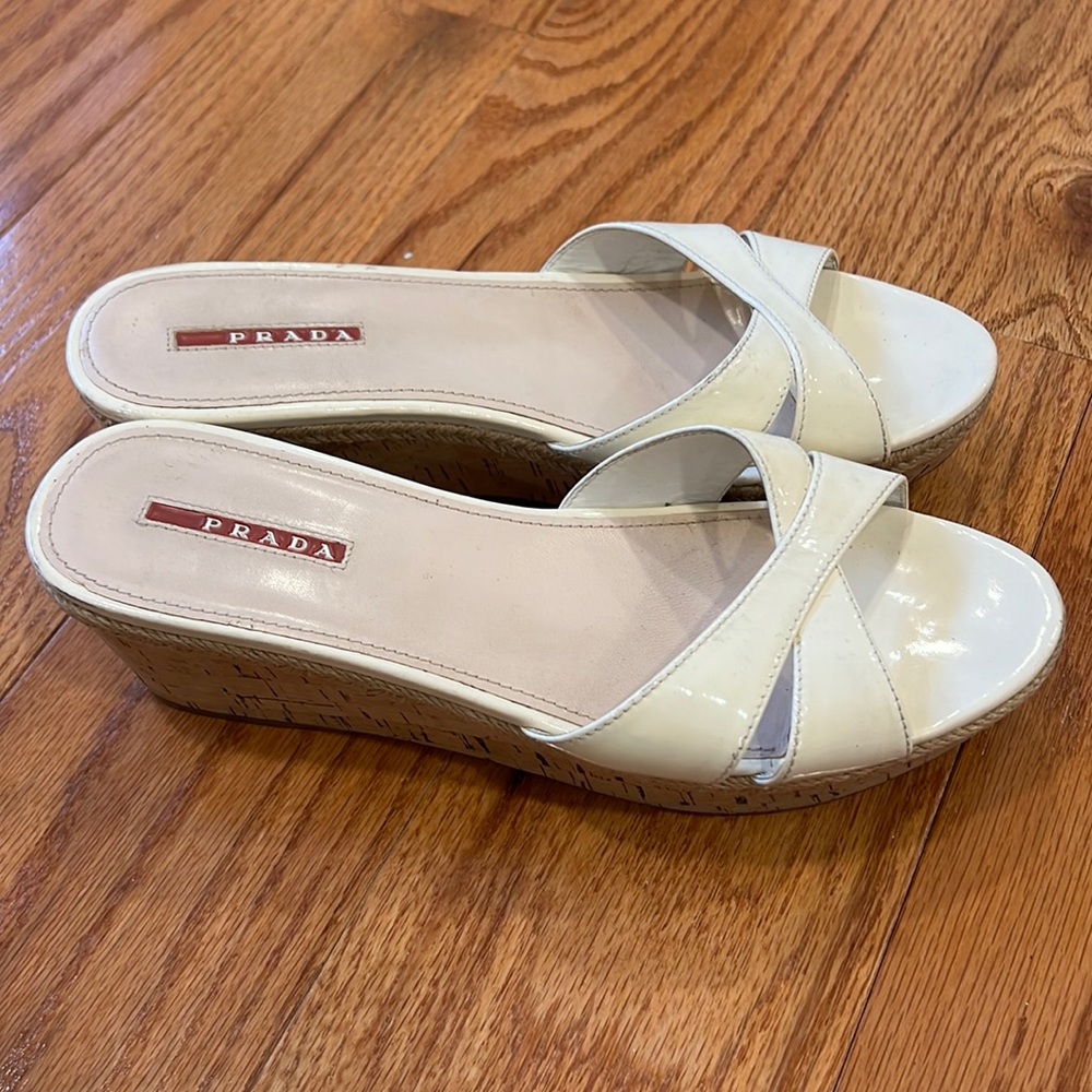 Size 9.5 Prada white/beige sandals